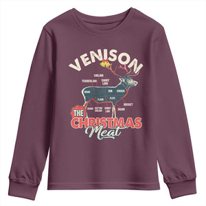 Christmas Hunting Youth Sweatshirt Venison Meat Deer Season Hunter TS09 Maroon Print Your Wear