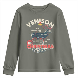 Christmas Hunting Youth Sweatshirt Venison Meat Deer Season Hunter TS09 Military Green Print Your Wear