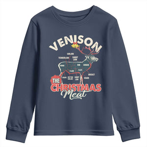 Christmas Hunting Youth Sweatshirt Venison Meat Deer Season Hunter TS09 Navy Print Your Wear