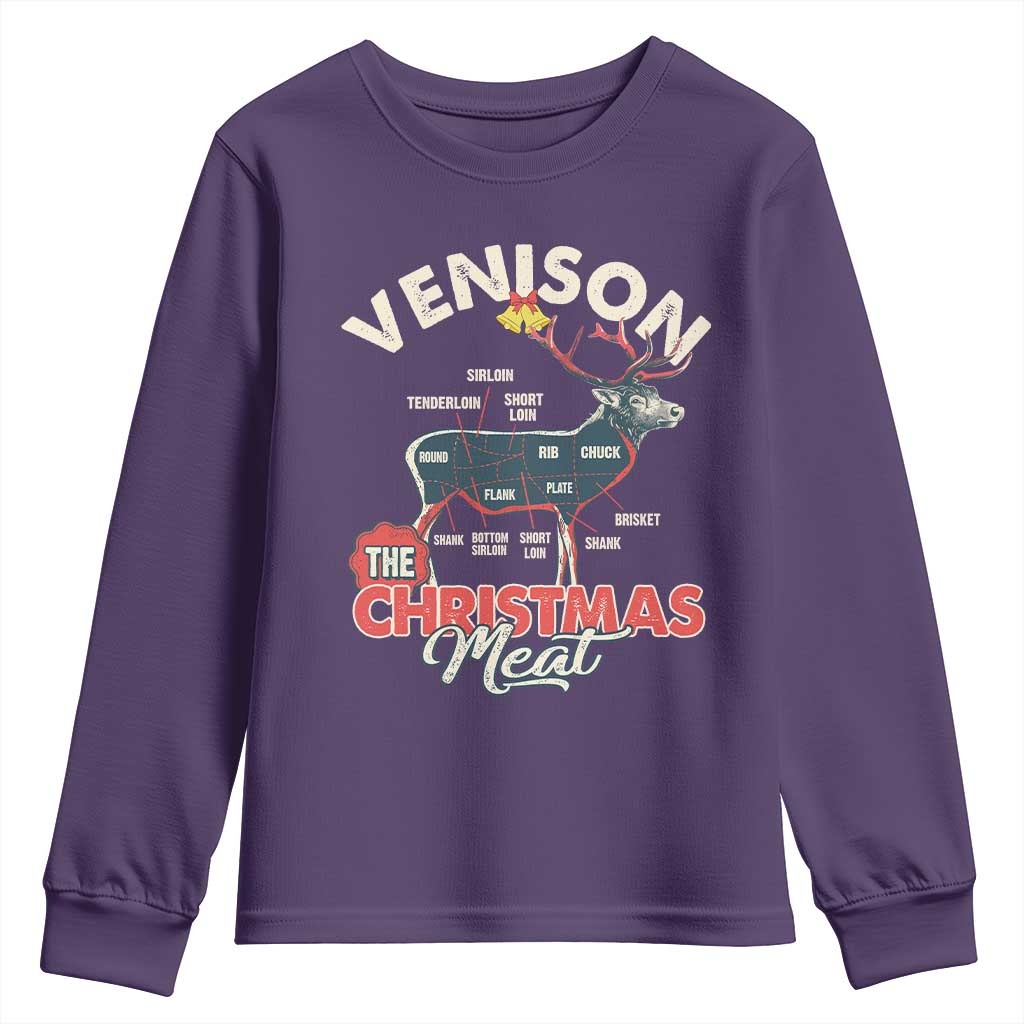 Christmas Hunting Youth Sweatshirt Venison Meat Deer Season Hunter TS09 Purple Print Your Wear