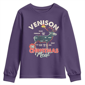Christmas Hunting Youth Sweatshirt Venison Meat Deer Season Hunter TS09 Purple Print Your Wear