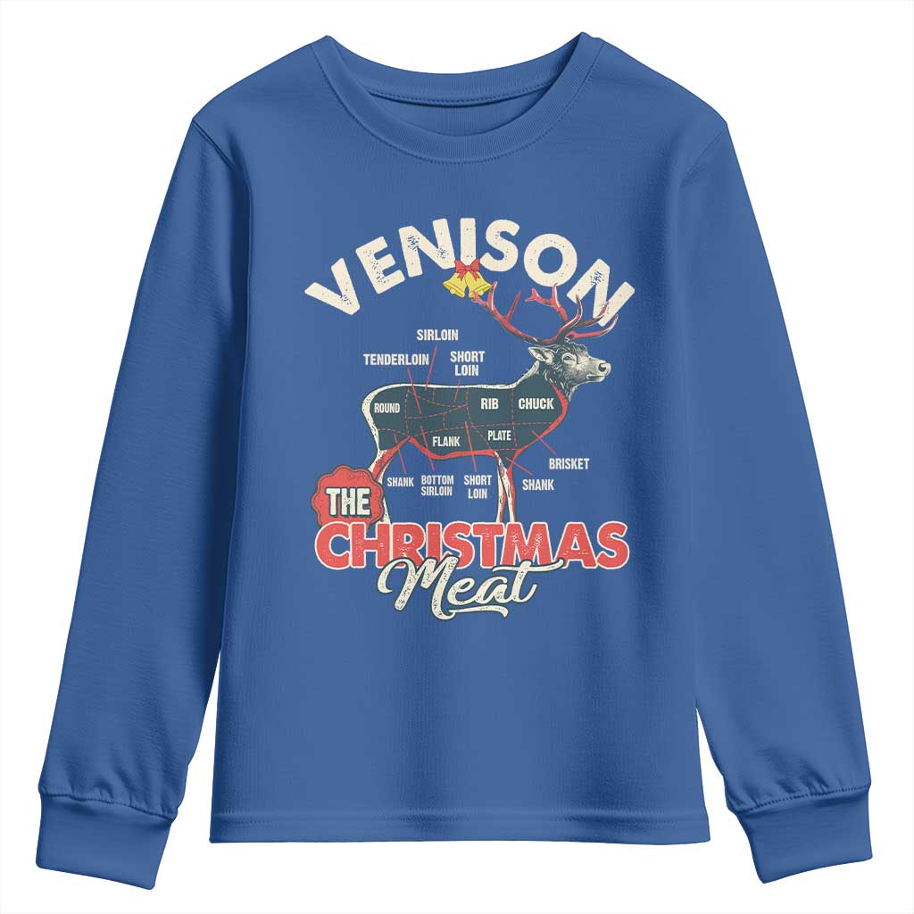 Christmas Hunting Youth Sweatshirt Venison Meat Deer Season Hunter TS09 Royal Blue Print Your Wear