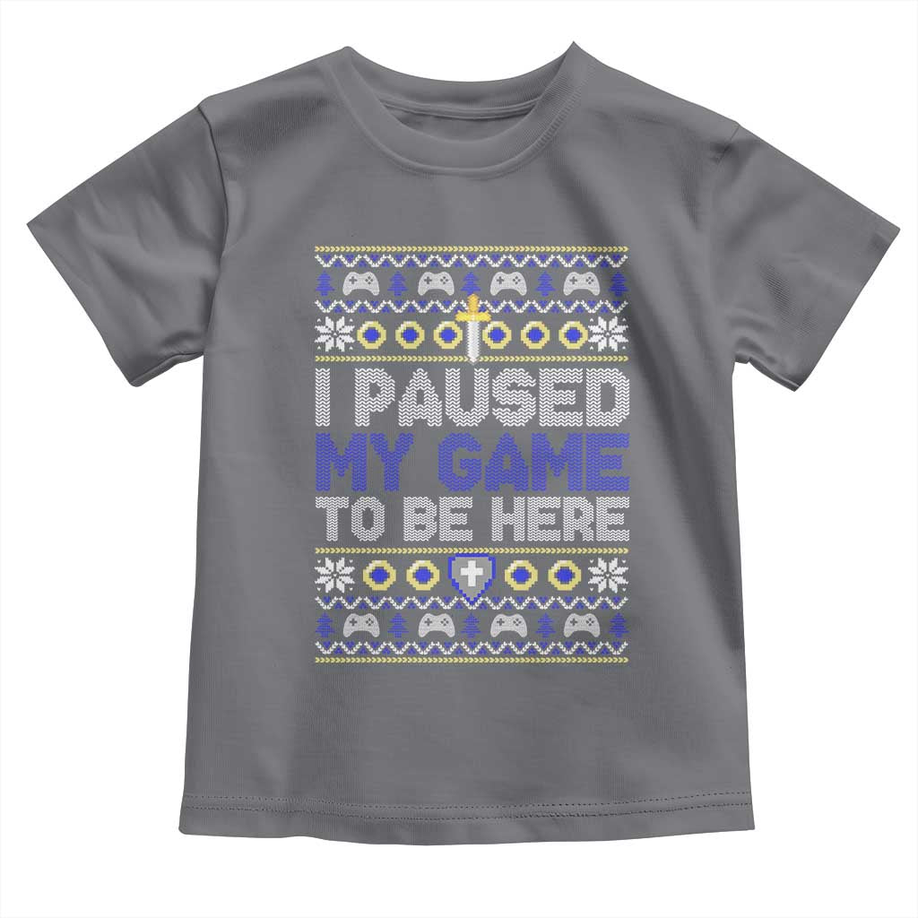 Funny Christmas Gamer Baby Shirt I Paused My Game To Be Here TS09 Charcoal Print Your Wear