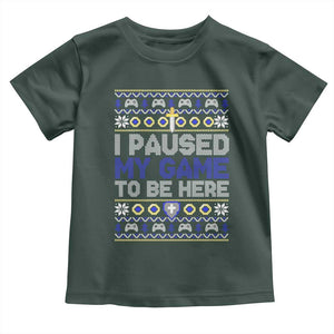 Funny Christmas Gamer Baby Shirt I Paused My Game To Be Here TS09 Dark Forest Green Print Your Wear