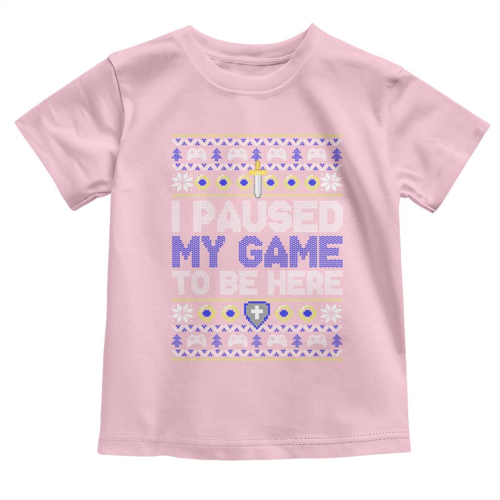 Funny Christmas Gamer Baby Shirt I Paused My Game To Be Here TS09 Light Pink Print Your Wear