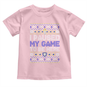 Funny Christmas Gamer Baby Shirt I Paused My Game To Be Here TS09 Light Pink Print Your Wear