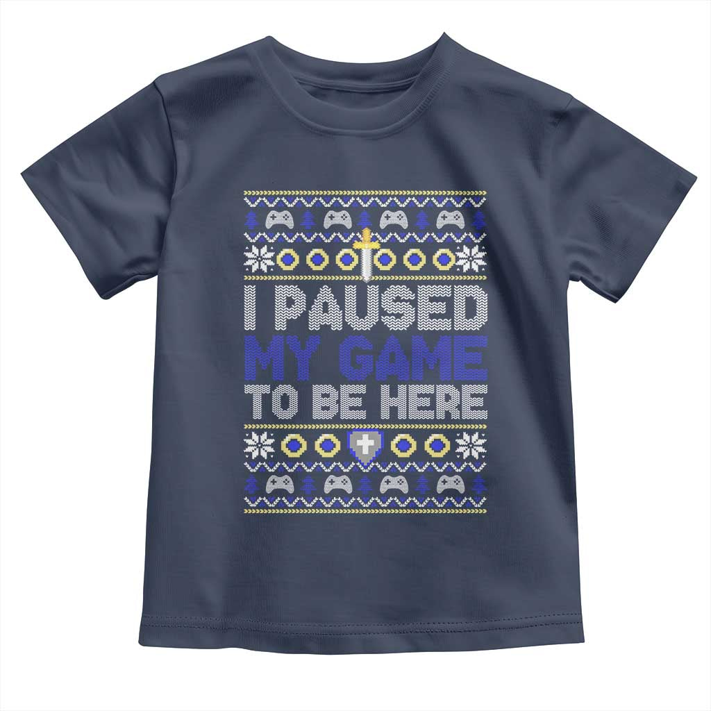 Funny Christmas Gamer Baby Shirt I Paused My Game To Be Here TS09 Navy Print Your Wear