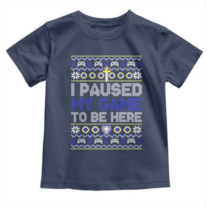 Funny Christmas Gamer Baby Shirt I Paused My Game To Be Here TS09 Navy Print Your Wear