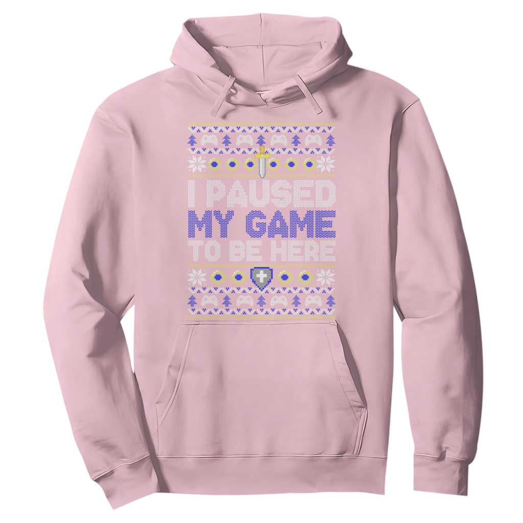 Funny Christmas Gamer Hoodie I Paused My Game To Be Here TS09 Light Pink Print Your Wear