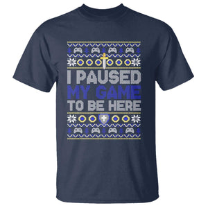 Funny Christmas Gamer T Shirt I Paused My Game To Be Here TS09 Navy Print Your Wear