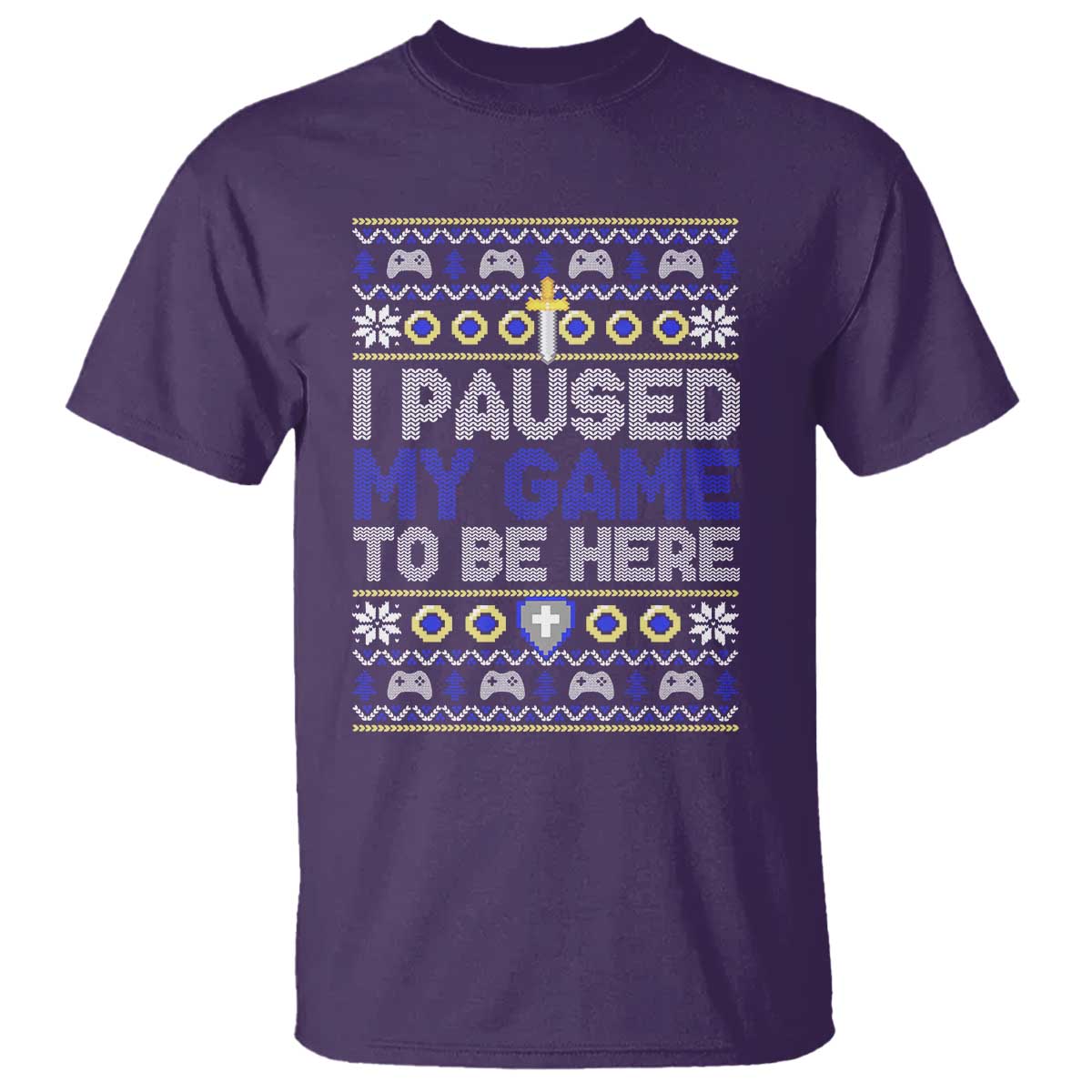Funny Christmas Gamer T Shirt I Paused My Game To Be Here TS09 Purple Print Your Wear