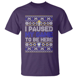 Funny Christmas Gamer T Shirt I Paused My Game To Be Here TS09 Purple Print Your Wear
