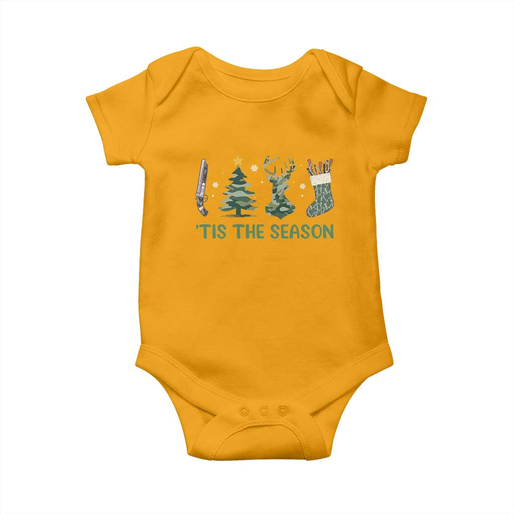 Christmas Hunting Baby Onesie Tis The Season Hunting Camo Hunter TS09 Gold Print Your Wear