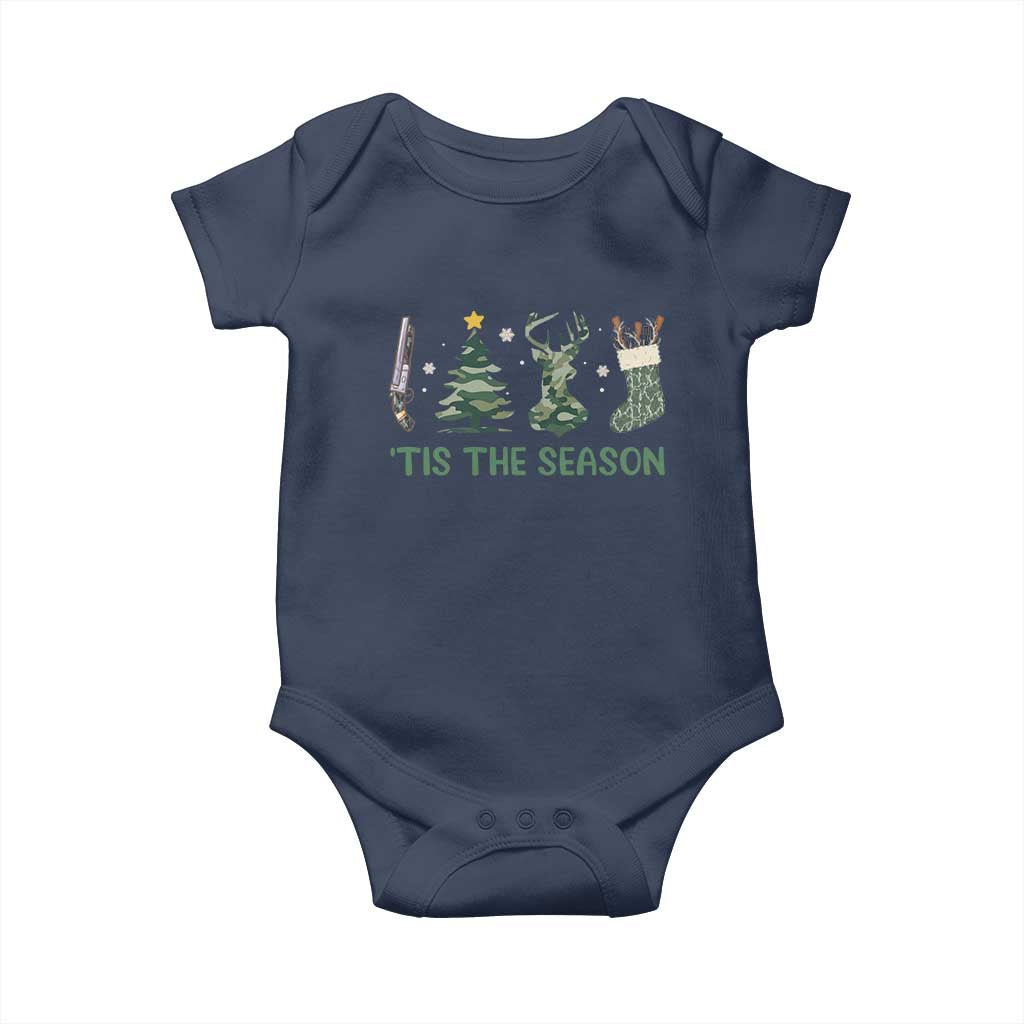 Christmas Hunting Baby Onesie Tis The Season Hunting Camo Hunter TS09 Navy Print Your Wear