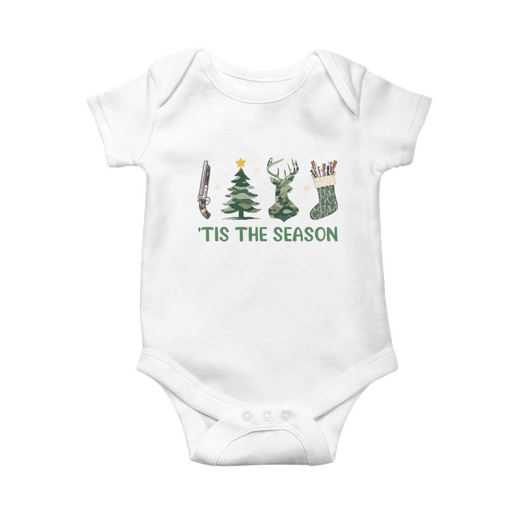 Christmas Hunting Baby Onesie Tis The Season Hunting Camo Hunter TS09 White Print Your Wear