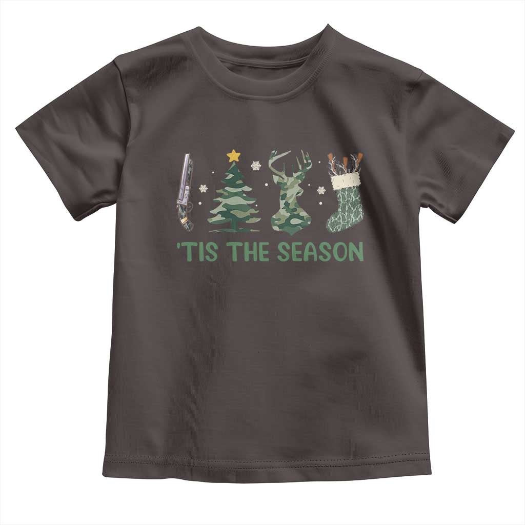 Christmas Hunting Baby Shirt Tis The Season Hunting Camo Hunter TS09 Dark Chocolate Print Your Wear