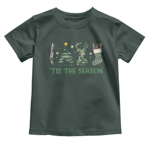 Christmas Hunting Baby Shirt Tis The Season Hunting Camo Hunter TS09 Dark Forest Green Print Your Wear