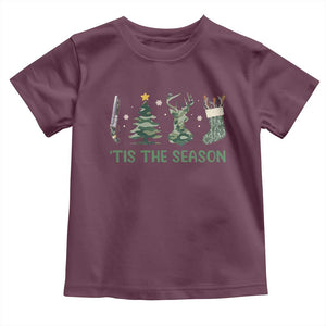 Christmas Hunting Baby Shirt Tis The Season Hunting Camo Hunter TS09 Maroon Print Your Wear