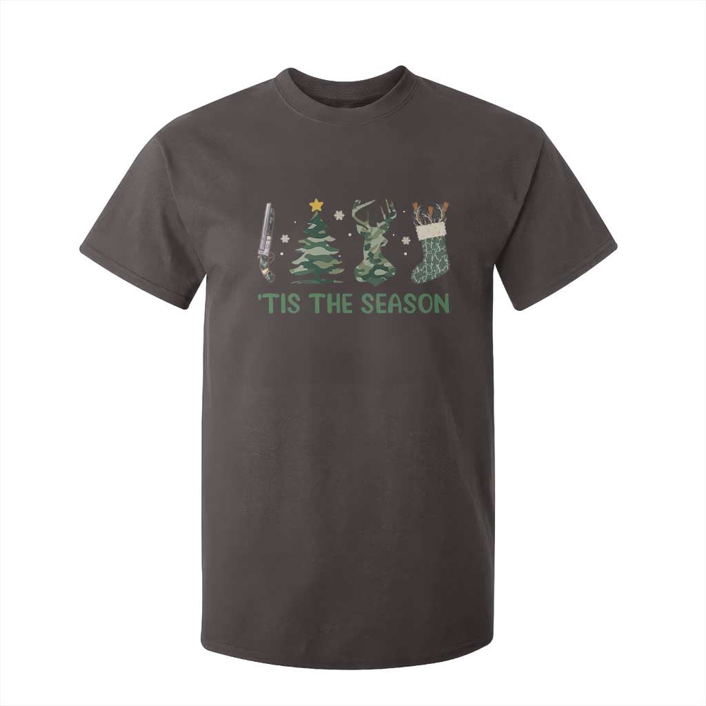 Christmas Hunting T Shirt For Kid Tis The Season Hunting Camo Hunter TS09 Dark Chocolate Print Your Wear