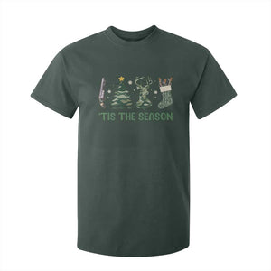Christmas Hunting T Shirt For Kid Tis The Season Hunting Camo Hunter TS09 Dark Forest Green Print Your Wear