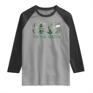 Christmas Hunting Raglan Shirt Tis The Season Hunting Camo Hunter TS09 Sport Gray Black Print Your Wear