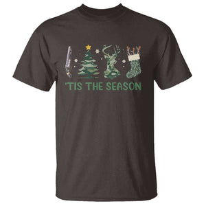Christmas Hunting T Shirt Tis The Season Hunting Camo Hunter TS09 Dark Chocolate Print Your Wear