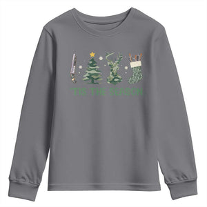 Christmas Hunting Youth Sweatshirt Tis The Season Hunting Camo Hunter TS09 Charcoal Print Your Wear