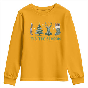Christmas Hunting Youth Sweatshirt Tis The Season Hunting Camo Hunter TS09 Gold Print Your Wear