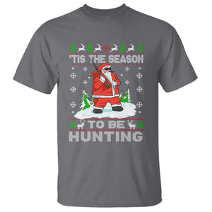 Christmas Hunting T Shirt Tis The Season To Be Hunting Santa Hunter TS09 Charcoal Print Your Wear