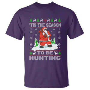 Christmas Hunting T Shirt Tis The Season To Be Hunting Santa Hunter TS09 Purple Print Your Wear