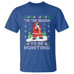 Christmas Hunting T Shirt Tis The Season To Be Hunting Santa Hunter TS09 Royal Blue Print Your Wear