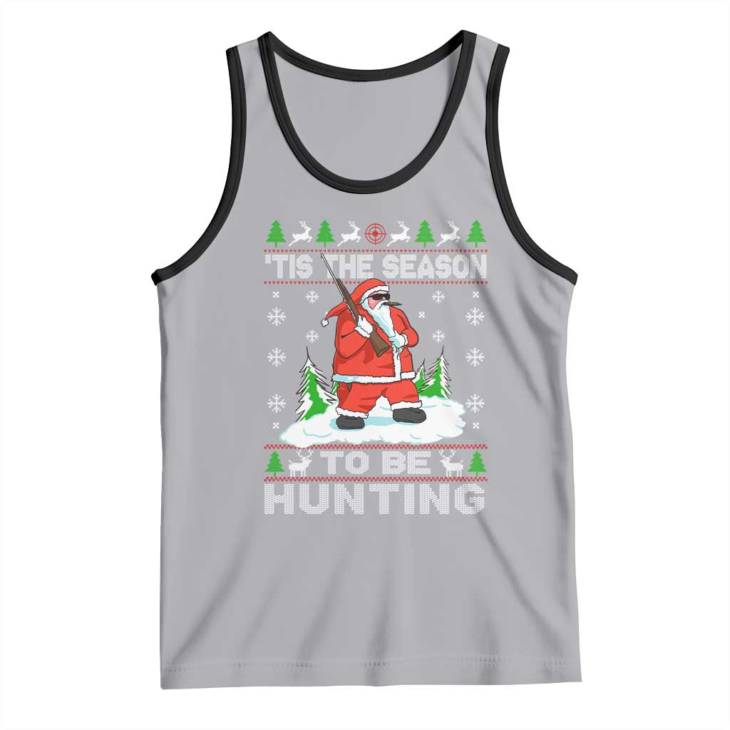 Christmas Hunting Tank Top Tis The Season To Be Hunting Santa Hunter TS09 Athletic Heather Black Print Your Wear