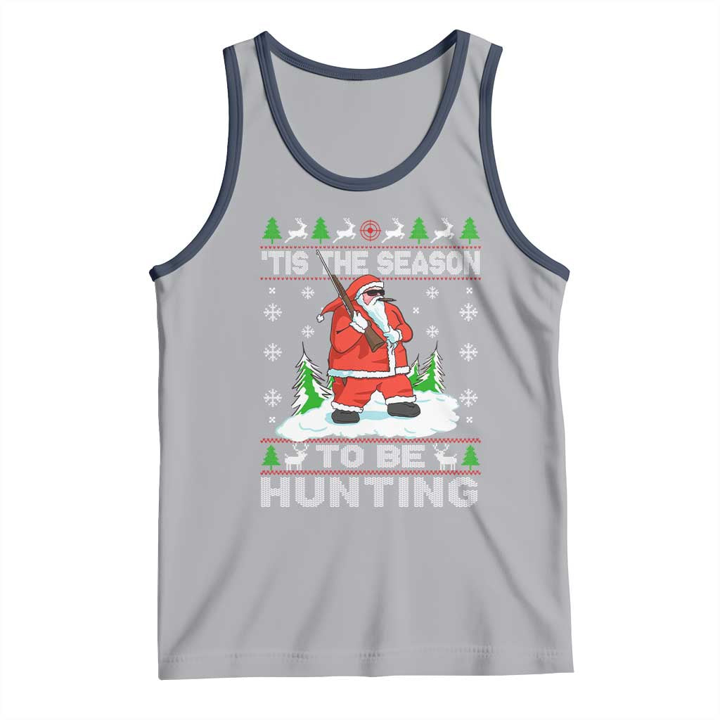 Christmas Hunting Tank Top Tis The Season To Be Hunting Santa Hunter TS09 Athletic Heather Navy Print Your Wear