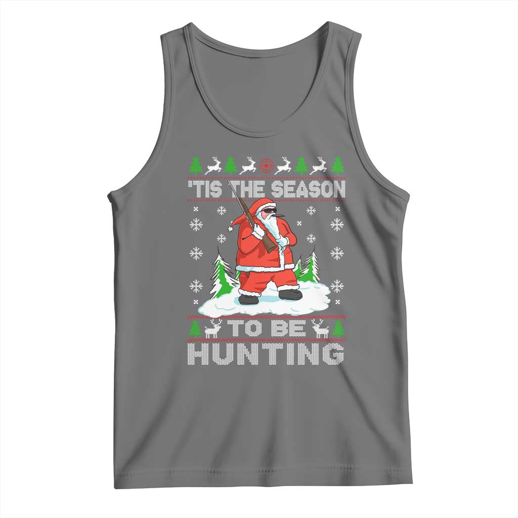 Christmas Hunting Tank Top Tis The Season To Be Hunting Santa Hunter TS09 Black Heather Print Your Wear