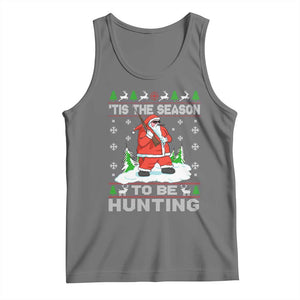 Christmas Hunting Tank Top Tis The Season To Be Hunting Santa Hunter TS09 Black Heather Print Your Wear