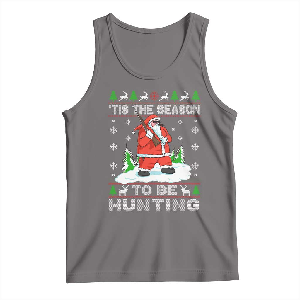 Christmas Hunting Tank Top Tis The Season To Be Hunting Santa Hunter TS09 Deep Heather Print Your Wear