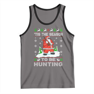 Christmas Hunting Tank Top Tis The Season To Be Hunting Santa Hunter TS09 Deep Heather Black Print Your Wear