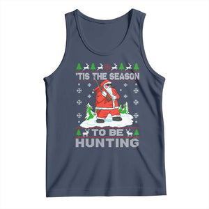 Christmas Hunting Tank Top Tis The Season To Be Hunting Santa Hunter TS09 Navy Print Your Wear