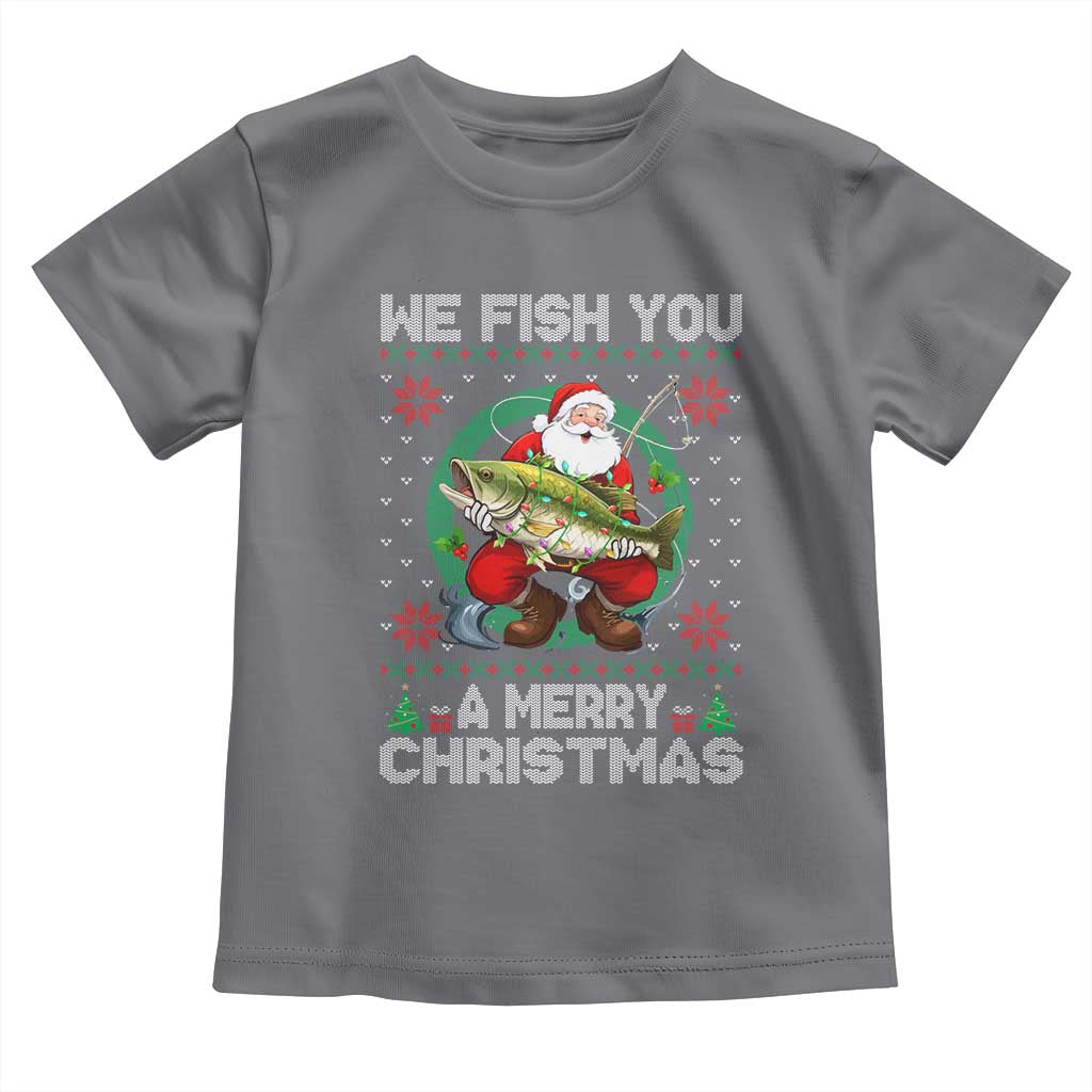 Xmas Fishing Baby Shirt We Fish You A Merry Christmas Santa Fisherman TS09 Charcoal Print Your Wear