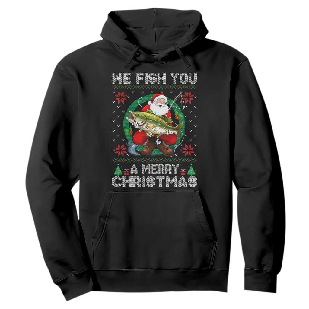 Xmas Fishing Hoodie We Fish You A Merry Christmas Santa Fisherman TS09 Black Print Your Wear