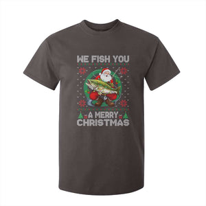 Xmas Fishing T Shirt For Kid We Fish You A Merry Christmas Santa Fisherman TS09 Dark Chocolate Print Your Wear