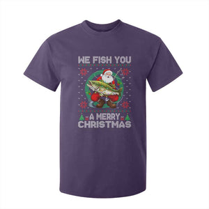 Xmas Fishing T Shirt For Kid We Fish You A Merry Christmas Santa Fisherman TS09 Purple Print Your Wear