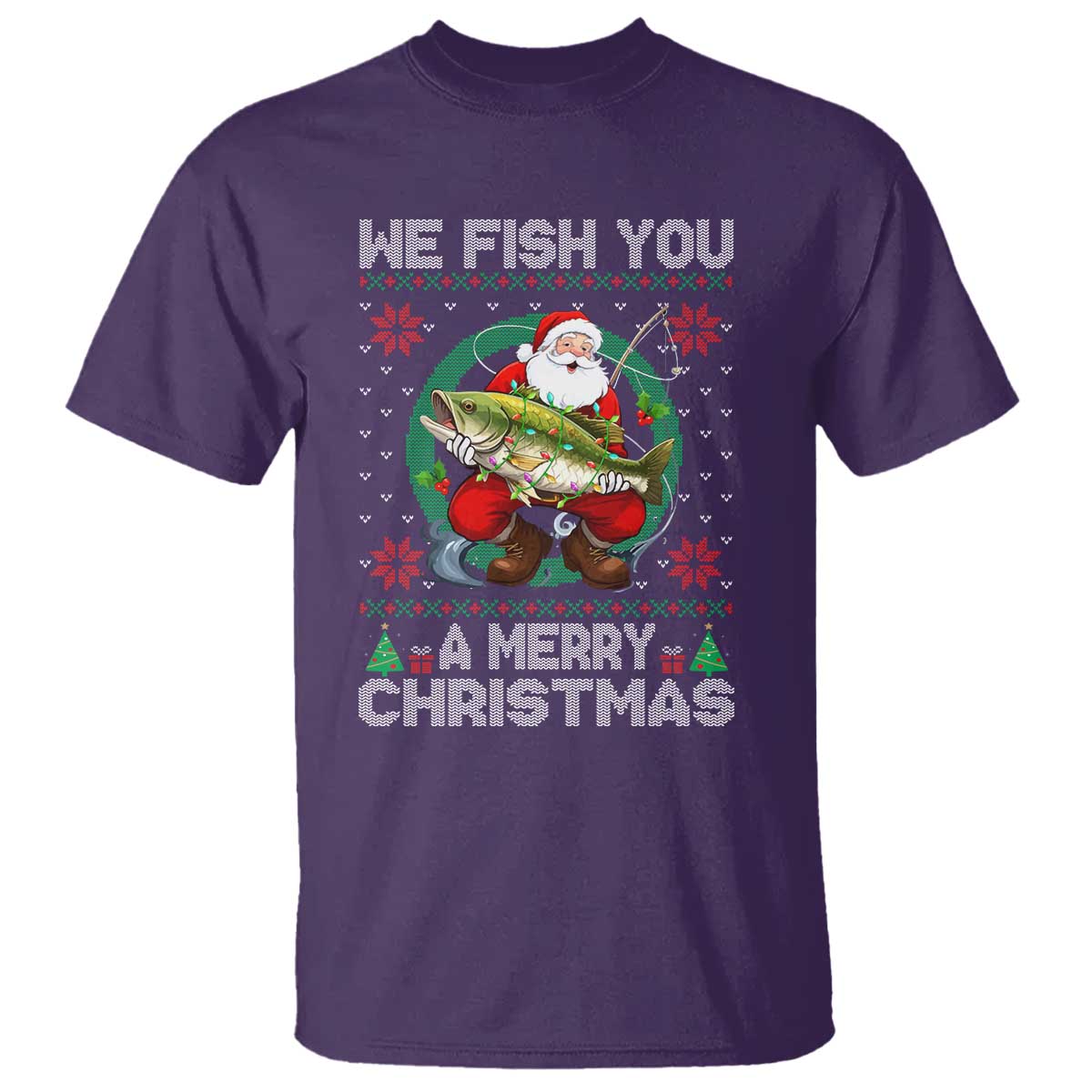 Xmas Fishing T Shirt We Fish You A Merry Christmas Santa Fisherman TS09 Purple Print Your Wear