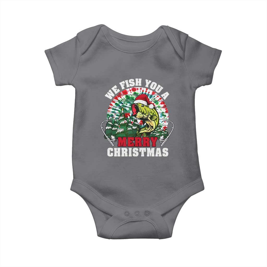 Xmas Fishing Baby Onesie We Fish You A Merry Christmas Santa Hat TS09 Charcoal Print Your Wear