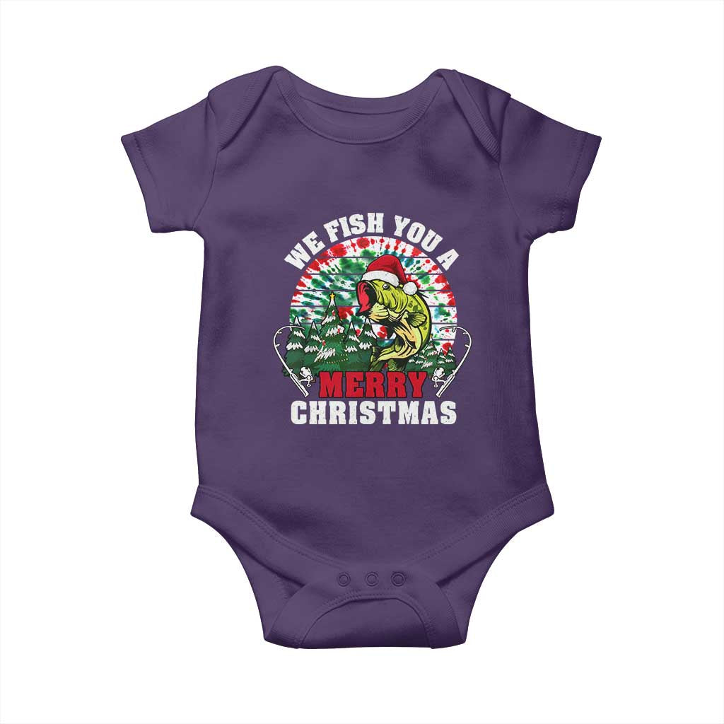 Xmas Fishing Baby Onesie We Fish You A Merry Christmas Santa Hat TS09 Purple Print Your Wear
