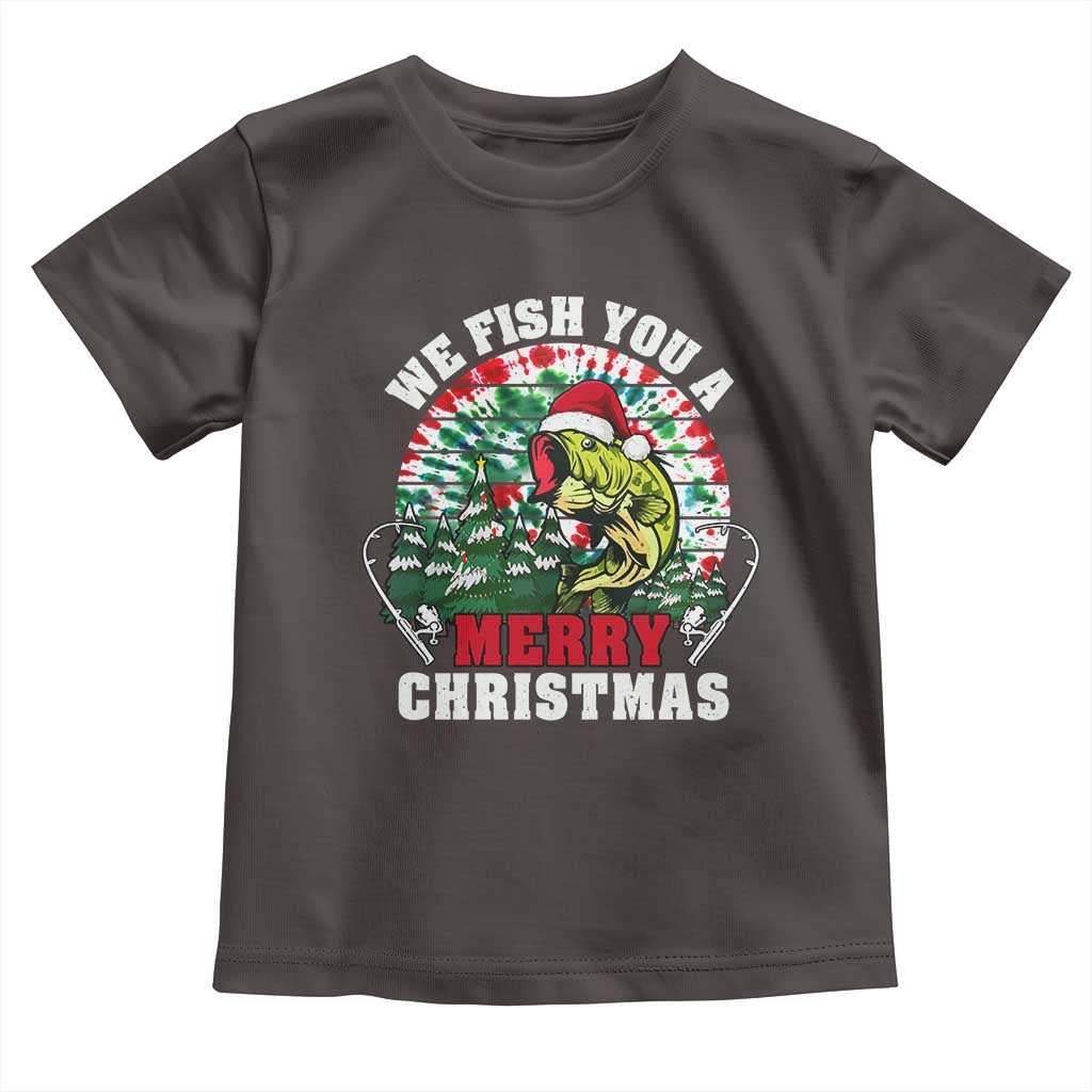 Xmas Fishing Baby Shirt We Fish You A Merry Christmas Santa Hat TS09 Dark Chocolate Print Your Wear