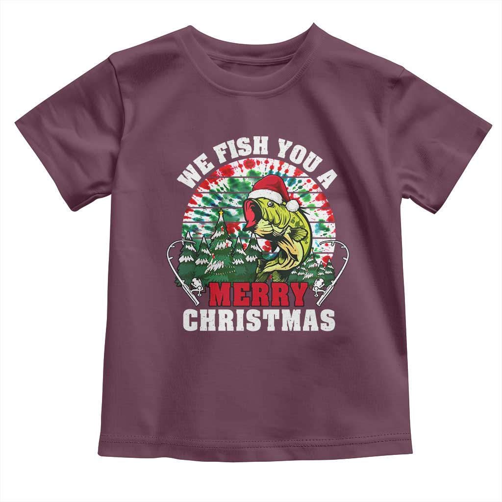Xmas Fishing Baby Shirt We Fish You A Merry Christmas Santa Hat TS09 Maroon Print Your Wear
