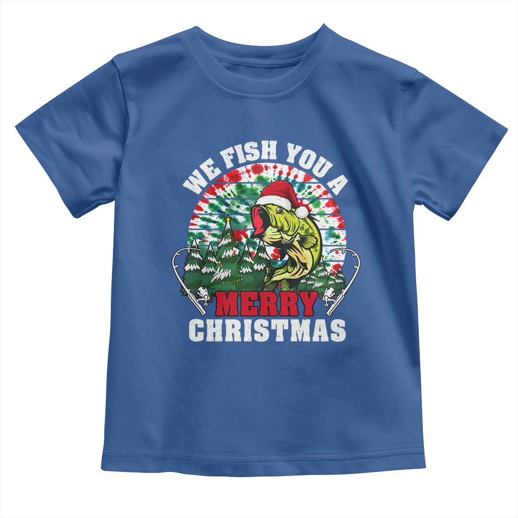 Xmas Fishing Baby Shirt We Fish You A Merry Christmas Santa Hat TS09 Royal Blue Print Your Wear