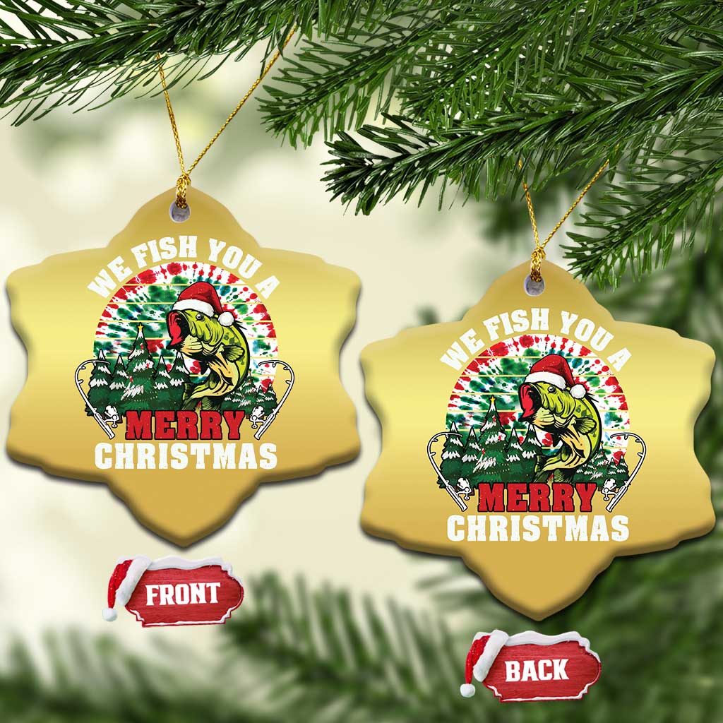 Xmas Fishing Christmas Ornament We Fish You A Merry Christmas Santa Hat TS09 Snow Flake Gold Print Your Wear