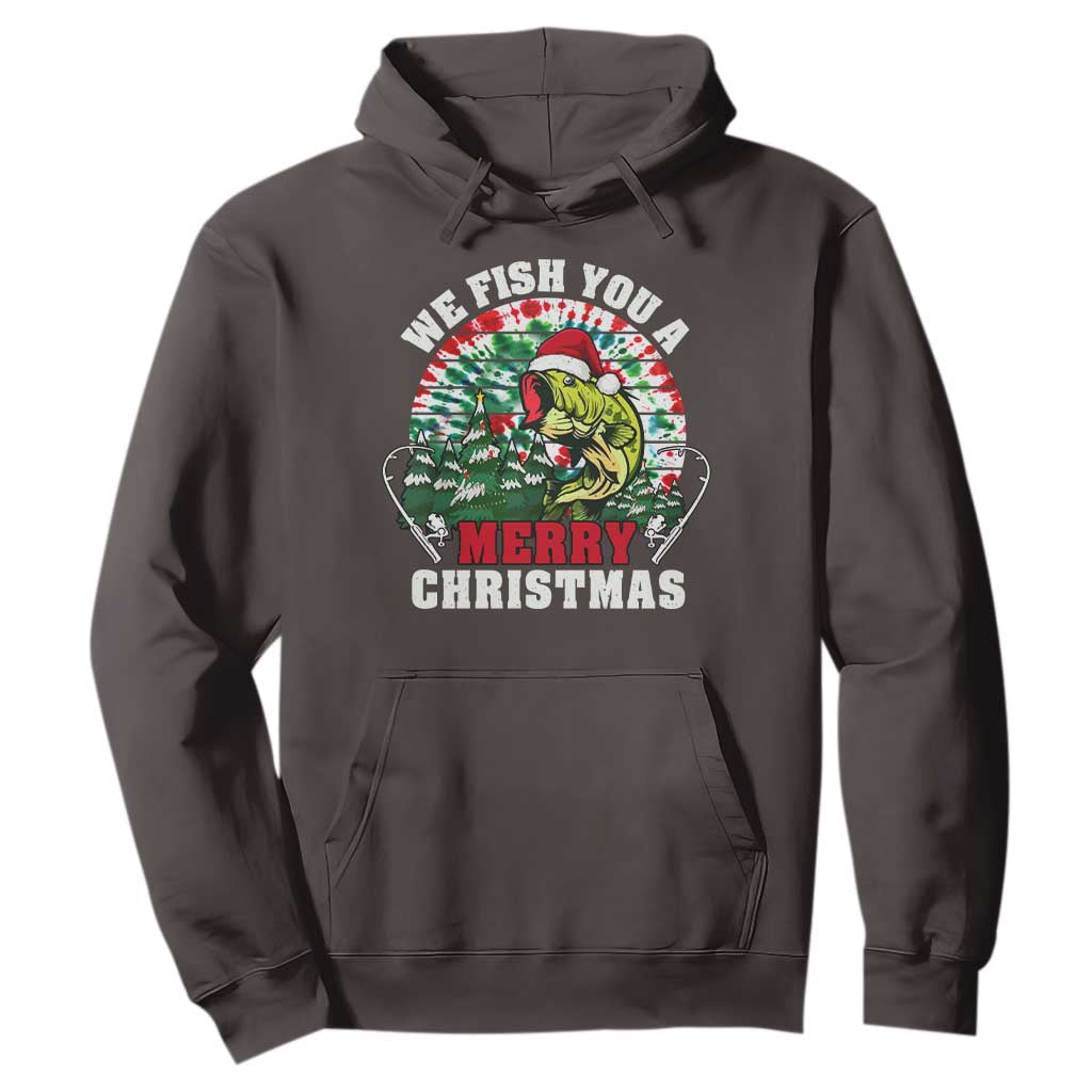 Xmas Fishing Hoodie We Fish You A Merry Christmas Santa Hat TS09 Dark Chocolate Print Your Wear